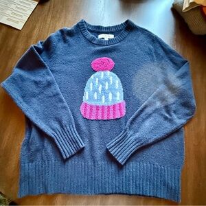 LOFT Dark Blue Knit with Bright Pink Accent